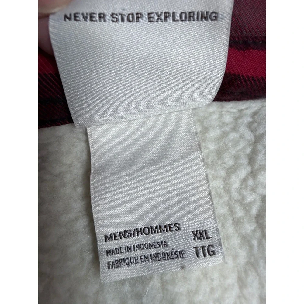 The North Face Flannel Shirt Jacket Mens XXL Red Black Plaid Sherpa Lined